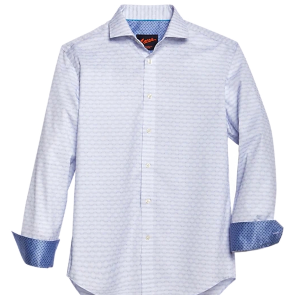 Egara Slim Fit Sport Shirt, Blue Pattern